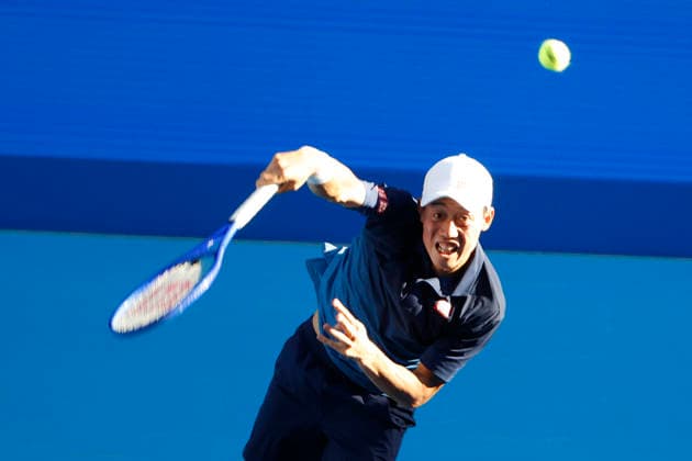 October 1, 2026, Tokyo, Japan: Kei Nishikori (Japan) serves against Frances Tiafoe (USA) during their Round of 32 match at the Kinoshita Group Japan Open Tennis Championships at Ariake Colosseum in Tokyo. The tournament runs from September 29 to October 6. Tiafoe won 6-4, 6-4. Tokyo Japan - ZUMAm191 20261001_aap_m191_066 Copyright: xRodrigoxReyesxMarinx