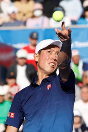 October 1, 2026, Tokyo, Japan: Kei Nishikori (Japan) serves against Frances Tiafoe (USA) during their Round of 32 match at the Kinoshita Group Japan Open Tennis Championships at Ariake Colosseum in Tokyo. The tournament runs from September 29 to October 6. Tiafoe won 6-4, 6-4. Tokyo Japan - ZUMAm191 20261001_aap_m191_068 Copyright: xRodrigoxReyesxMarinx