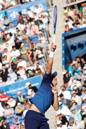 October 1, 2026, Tokyo, Japan: Kei Nishikori (Japan) serves against Frances Tiafoe (USA) during their Round of 32 match at the Kinoshita Group Japan Open Tennis Championships at Ariake Colosseum in Tokyo. The tournament runs from September 29 to October 6. Tiafoe won 6-4, 6-4. Tokyo Japan - ZUMAm191 20261001_aap_m191_064 Copyright: xRodrigoxReyesxMarinx