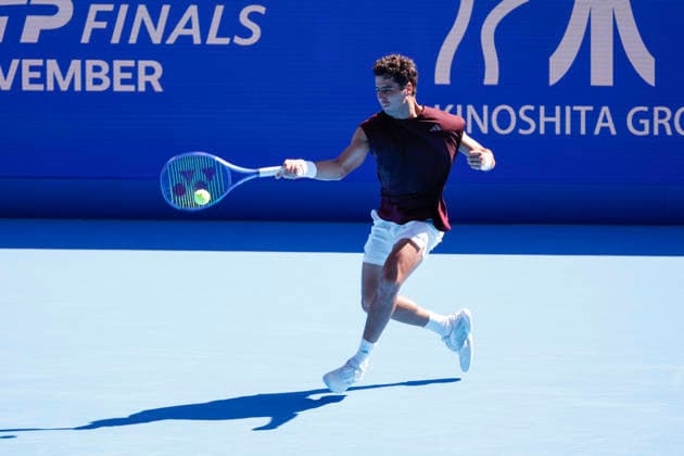 October 1, 2026, Tokyo, Japan: Jaume Munar (Spain) returns a shot against Taylor Fritz (USA) during their Round of 32 match at the Kinoshita Group Japan Open Tennis Championships at Ariake Colosseum in Tokyo. The tournament runs from September 29 to October 6. Munar won 6(7)-7(9), 6-4, 6-3. Tennis 2026: Taylor Fritz Battles Jaume Munar In Japan Open - ZUMAm191 20261001_aap_m191_011 Copyright: xRodrigoxReyesxMarinx