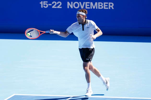 October 1, 2026, Tokyo, Japan: Taylor Fritz (USA) returns a shot against Jaume Munar (Spain) during their Round of 32 match at the Kinoshita Group Japan Open Tennis Championships at Ariake Colosseum in Tokyo. The tournament runs from September 29 to October 6. Munar won 6(7)-7(9), 6-4, 6-3. Tennis 2026: Taylor Fritz Battles Jaume Munar In Japan Open  - ZUMAm191 20261001_aap_m191_013 Copyright: xRodrigoxReyesxMarinx