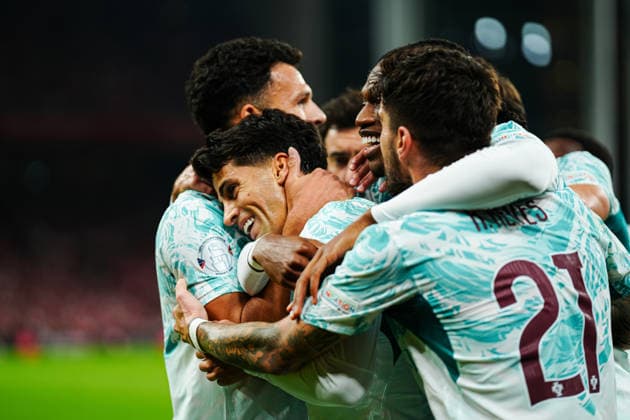 Portugal celebrates after Joao Cancelo scores the 0-1 goal, Portugal, 20 DEN, Denmark vs. Portugal, Soccer, UEFA Nations League A, Group 4, Matchday 03, 2026–2027 Season, October 1, 2026, DEN, Denmark vs. Portugal, Soccer, UEFA Nations League A, Group 4, Matchday 3, 2026–2027 Season, October 1, 2026, Copenhagen Copyright: xEibner-Pressefoto MarcelxvonxFehrnx EP_MFN