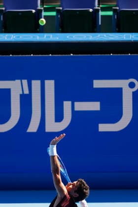 October 1, 2026, Tokyo, Japan: Jaume Munar (Spain) serves against Taylor Fritz (USA) during their Round of 32 match at the Kinoshita Group Japan Open Tennis Championships at Ariake Colosseum in Tokyo. The tournament runs from September 29 to October 6. Munar won 6(7)-7(9), 6-4, 6-3. Tennis 2026: Taylor Fritz Battles Jaume Munar In Japan Open  - ZUMAm191 20261001_aap_m191_005 Copyright: xRodrigoxReyesxMarinx