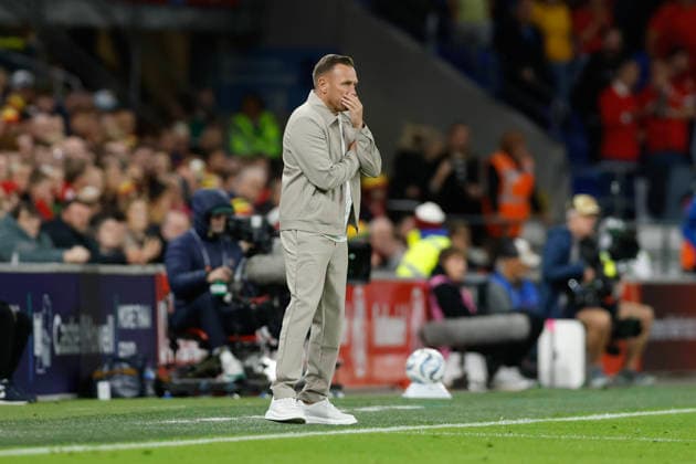 Cardiff, Wales, 1st October 2026. Craig Bellamy coach of Wales reacts during the Wales vs Norway UEFA Nations League match at the Cardiff City Stadium, Cardiff. Picture credit should read: Cody Froggatt Sportimage EDITORIAL USE ONLY. No use with unauthorised audio, video, data, fixture lists, club league logos or live services. Online in-match use limited to 120 images, no video emulation. No use in betting, games or single club league player publications. SPI_040_CF_WALES_NORWAY SPI-5050-0039