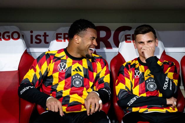 October 1, 2026, GER, Soccer, Men s, UEFA Nations League International Match, League A, Matchday 3, Germany vs. Serbia Noah Atubolu (Germany), 21, Yannik Engelhardt (Germany), 6, Munich Allianz Arena, Bavaria, Germany Copyright: xNordphoto Memmlerx