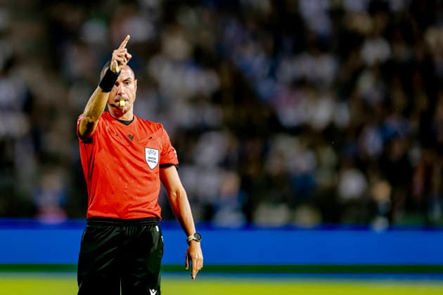 THESSALONIKI: Referee Marco Guida during the UEFA Nations League match between Greece and the Netherlands at Toumba Stadium on October 1, 2026, in Thessaloniki, Greece. Photo by DeFodi Images