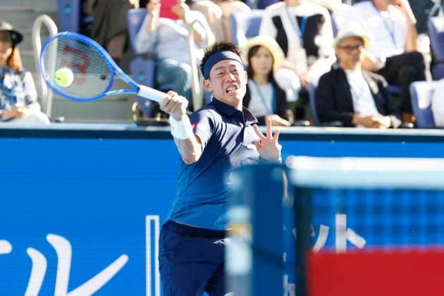 October 1, 2026, Tokyo, Japan: Kei Nishikori (Japan) returns a shot against Frances Tiafoe (USA) during their Round of 32 match at the Kinoshita Group Japan Open Tennis Championships at Ariake Colosseum in Tokyo. The tournament runs from September 29 to October 6. Tiafoe won 6-4, 6-4. Tokyo Japan - ZUMAm191 20261001_aap_m191_039 Copyright: xRodrigoxReyesxMarinx