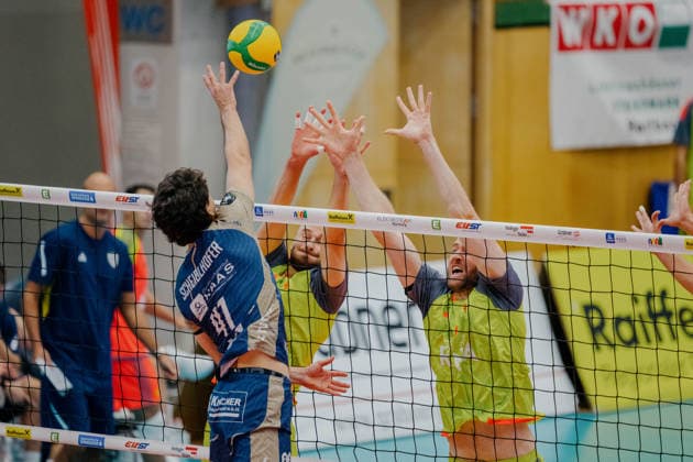 VOLLEYBALL - Coppa Pallavolo Senza Confini HARTBERG,AUSTRIA,01.OCT.26 - VOLLEYBALL - Coppa Pallavolo Senza Confini, TSV Hartberg vs Verona Volley. Image shows Paul Scheiblhofer (Hartberg).  GEPAxpictures xRomanxKoenigshofer