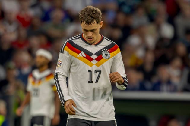 Munich, Germany October 1, 2026 UEFA Nations League 2026–2027 League Phase Group A2 Match 3 Germany vs. Serbia Pictured: Florian Wirtz (GER) looking dissatisfied on the field. DFB and DFL regulations prohibit any use of photographs as image sequences and or quasi-video. Allianz Arena, Bayern Copyright: xFotostandx xSchäferx