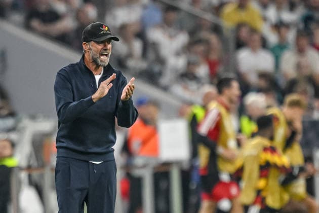Coach Jürgen Klopp of Germany gestures during the UEFA Nations League 2026–27 group stage match between Germany and Serbia at the Allianz Arena on October 1, 2026, in Munich, Germany. Photo by Harry Langer, DeFodi Images