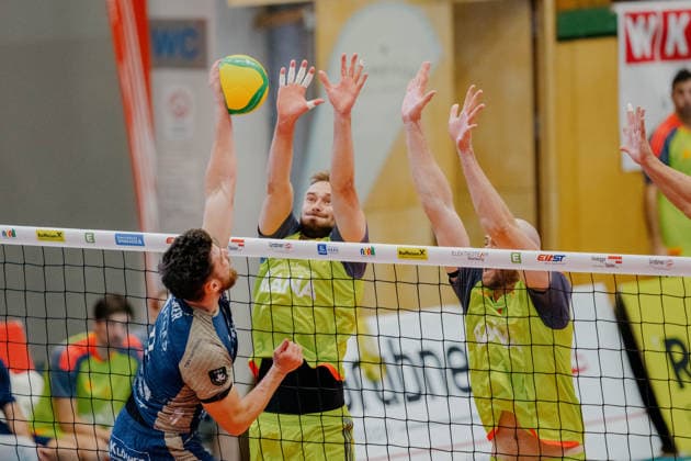 VOLLEYBALL - Coppa Pallavolo Senza Confini HARTBERG,AUSTRIA,01.OCT.26 - VOLLEYBALL - Coppa Pallavolo Senza Confini, TSV Hartberg vs Verona Volley. Image shows Clemens Ecker (Hartberg).  GEPAxpictures xRomanxKoenigshofer