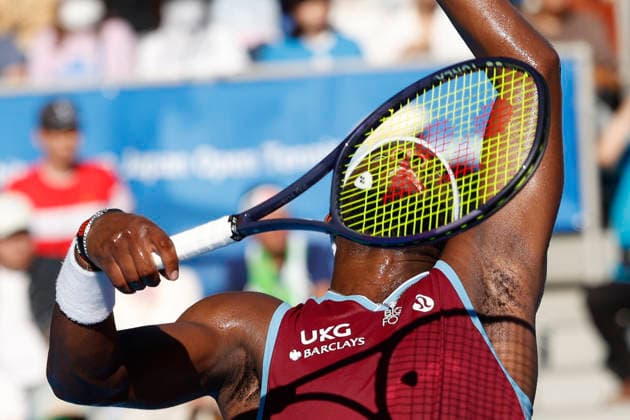 October 1, 2026, Tokyo, Japan: Frances Tiafoe (USA) serves against Kei Nishikori (Japan) during their Round of 32 match at the Kinoshita Group Japan Open Tennis Championships at Ariake Colosseum in Tokyo. The tournament runs from September 29 to October 6. Tiafoe won 6-4, 6-4. Tokyo Japan - ZUMAm191 20261001_aap_m191_027 Copyright: xRodrigoxReyesxMarinx