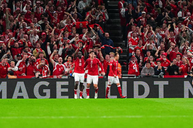 Denmark celebrates after Mikkel Damsgaard scores the 1-1 goal, Denmark, 14 DEN, Denmark vs. Portugal, Soccer, UEFA Nations League A, Group 4, Matchday 03, 2026–2027 Season, October 1, 2026, DEN, Denmark vs. Portugal, Soccer, UEFA Nations League A, Group 4, Matchday 3, 2026–2027 Season, October 1, 2026, Copenhagen Copyright: xEibner-Pressefoto MarcelxvonxFehrnx EP_MFN