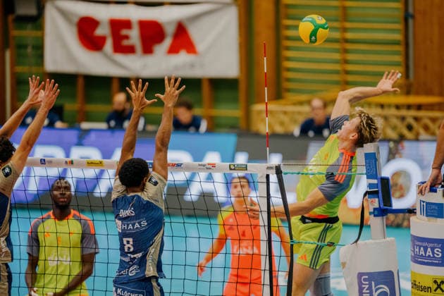 VOLLEYBALL - Coppa Pallavolo Senza Confini HARTBERG,AUSTRIA,01.OCT.26 - VOLLEYBALL - Coppa Pallavolo Senza Confini, TSV Hartberg vs Verona Volley. Image shows Lukas Glatz (Verona).  GEPAxpictures xRomanxKoenigshofer