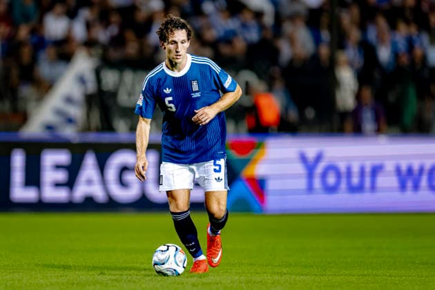 THESSALONIKI, Greece: Greek defender Panagiotis Retsos during the UEFA Nations League match between Greece and the Netherlands at Toumba Stadium on October 1, 2026, in Thessaloniki, Greece. Photo by DeFodi Images