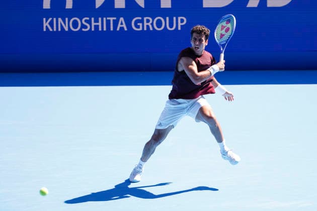 October 1, 2026, Tokyo, Japan: Jaume Munar (Spain) returns a shot against Taylor Fritz (USA) during their Round of 32 match at the Kinoshita Group Japan Open Tennis Championships at Ariake Colosseum in Tokyo. The tournament runs from September 29 to October 6. Munar won 6(7)-7(9), 6-4, 6-3. Tokyo Japan - ZUMAm191 20261001_aap_m191_010 Copyright: xRodrigoxReyesxMarinx