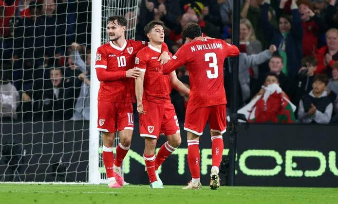 Dan James of Wales celebrates scoring a goal to make the score 1-1 Wales v Norway, UEFA Nations League, Football, Cardiff City Stadium, Cardiff, UK - 01 Oct 2026Cardiff Cardiff City Stadium United Kingdom  Copyright: xKieranxMcManus Shutterstockx 17180132z
