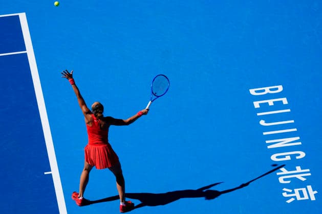 October 1, 2026, Beijing, China: Qinwen Zheng of China plays against Han Shi of China ( not in view) during the Women s singles match on day two of the China Open at the National Tennis Center. Beijing China - ZUMAs197 20261001_aaa_s197_174 Copyright: xPolyxFeix
