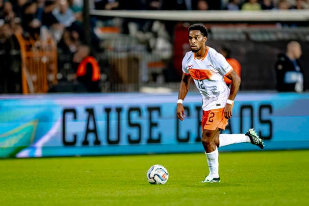 THESSALONIKI: Netherlands defender Jurriën Timber during the UEFA Nations League match between Greece and the Netherlands at Toumba Stadium on October 1, 2026, in Thessaloniki, Greece. Photo by DeFodi Images