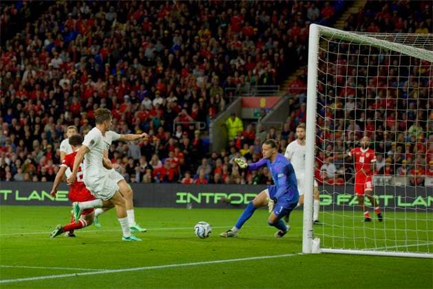 RECORD DATE NOT STATED Football - UEFA Nations League - Group A4 - Wales v Norway CARDIFF, WALES - Thursday, October 1, 2026: Wales Daniel James scores his side s first and equalising goal during the UEFA Nations League Group A4 Matchday 3 match between Wales and Norway at the Cardiff City Stadium. (Photo by David Rawcliffe Propaganda) CARDIFF Cardiff City Stadium CARDIFF WALES  Copyright: xDavidxRawcliffex 2026-10-01-Wales_v_Norway-055