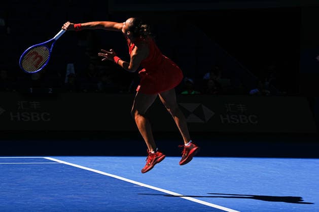 October 1, 2026, Beijing, China: Qinwen Zheng of China plays against Han Shi of China ( not in view) during the Women s singles match on day two of the China Open at the National Tennis Center. Beijing China - ZUMAs197 20261001_aaa_s197_176 Copyright: xPolyxFeix