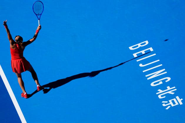 October 1, 2026, Beijing, China: Qinwen Zheng of China plays against Han Shi of China ( not in view) during the Women s singles match on day two of the China Open at the National Tennis Center. Beijing China - ZUMAs197 20261001_aaa_s197_178 Copyright: xPolyxFeix