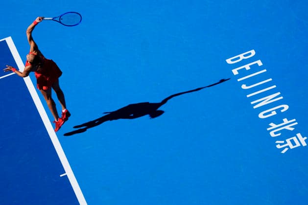 October 1, 2026, Beijing, China: Qinwen Zheng of China plays against Han Shi of China ( not in view) during the Women s singles match on day two of the China Open at the National Tennis Center. Beijing China - ZUMAs197 20261001_aaa_s197_167 Copyright: xPolyxFeix