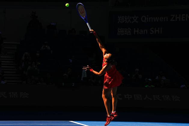 October 1, 2026, Beijing, China: Qinwen Zheng of China plays against Han Shi of China ( not in view) during the Women s singles match on day two of the China Open at the National Tennis Center. Beijing China - ZUMAs197 20261001_aaa_s197_169 Copyright: xPolyxFeix