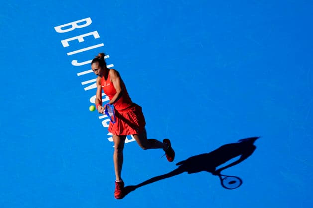 October 1, 2026, Beijing, China: Qinwen Zheng of China plays against Han Shi of China ( not in view) during the Women s singles match on day two of the China Open at the National Tennis Center. Beijing China - ZUMAs197 20261001_aaa_s197_171 Copyright: xPolyxFeix