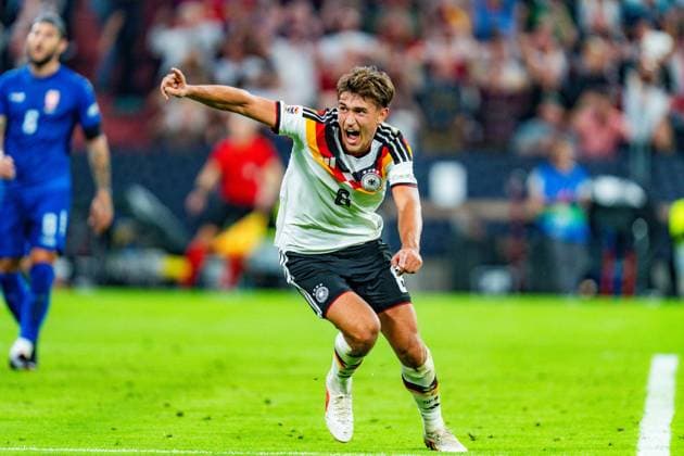 Nations League, Group A, Matchday 3, Germany vs. Serbia on October 1, 2026, at the Allianz Arena in Munich. Goal to make it 1–0 by Tom Bischof (Germany) Copyright: xBahhoxKarax