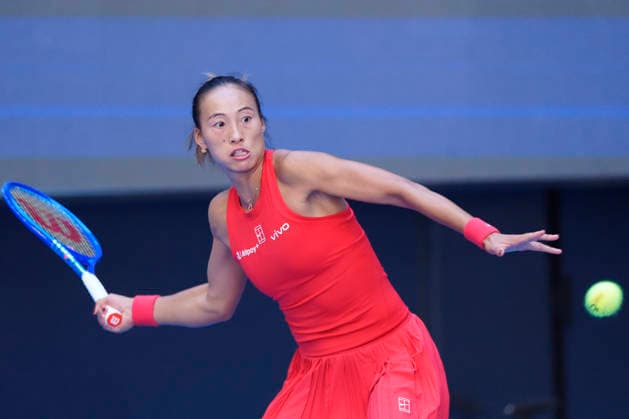 October 1, 2026, Beijing, China: Qinwen Zheng of China plays against Han Shi of China ( not in view) during the Women s singles match on day two of the China Open at the National Tennis Center. Beijing China - ZUMAs197 20261001_aaa_s197_158 Copyright: xPolyxFeix