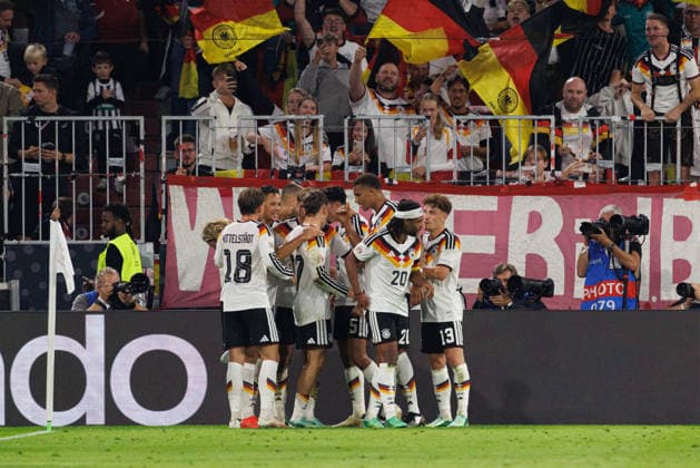Team Germany scores the 1-0 goal in the match between Germany and Serbia, men s soccer, UEFA Nations League, 2026–2027, Matchday 3 on October 1, 2026, in Munich, Allianz Arena, Bavaria, Germany