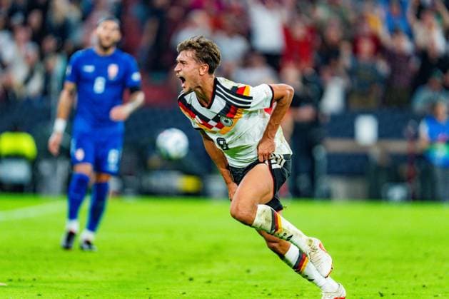 Nations League, Group A, Matchday 3, Germany vs. Serbia on October 1, 2026, at the Allianz Arena in Munich. Tom Bischof scores the 1-0 goal for Germany. Copyright: xBahhoxKarax