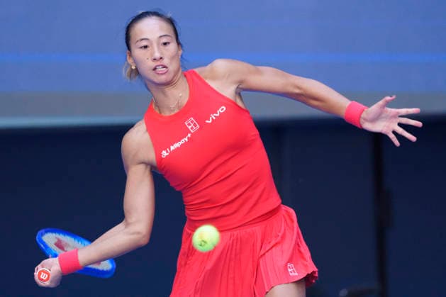 October 1, 2026, Beijing, China: Qinwen Zheng of China plays against Han Shi of China ( not in view) during the Women s singles match on day two of the China Open at the National Tennis Center. Beijing China - ZUMAs197 20261001_aaa_s197_165 Copyright: xPolyxFeix