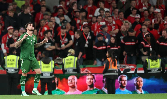 UEFA Nations League Group Stage, Aviva Stadium, Dublin 1 10 2026 Republic of Ireland vs Austria Ireland s Troy Parrott celebrates scoring his sides second goal Troy Parrott celebrates scoring his sides second goal 1 10 2026  Copyright: xx NE1L5774