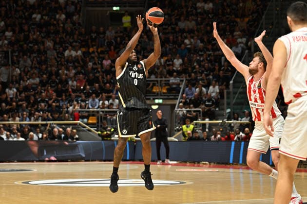 Virtus Bologna v Olympiacos Piraeus - Euroleague 2026 2027 Rasheed Bello of Virtus Bologna plays during the EuroLeague Basketball Championship 2026 2027, Matchday 3 of the regular season game between Virtus Bologna and Olympiacos Piraeus at PalaDozza in Bologna, Italy, on October 1, 2026. Bologna Italy  Copyright: xRobertoxTommasinix originalFilename:tommasini-virtusbo261001_np3q3.jpg