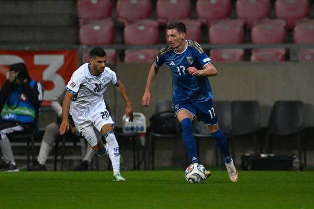 IPA89189841 - Ermal Krasniqi (Kosovo) during the Nations League, Matchday 3, League B Group B3, between Israel and Kosovo on October 1, 2026, at Nagyerdei Stadium in Debrecen, Hungary  Copyright: xVincenzoxOrlando IPAxSportx xx IPA89189841