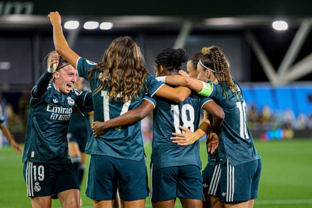 MANCHESTER, ENGLAND - October 1: Goal. Linda Caicedo of Real Madrid celebrates scoring during the UEFA Womens Champions League match between Manchester City and Real Madrid at Joie Stadium on October 1, 2026 in Manchester, England. (Photo by Natalie Mincher Sports Press Photo SPP) Copyright: xNataliexMincher SPPx Sportspressphoto_SPR243429