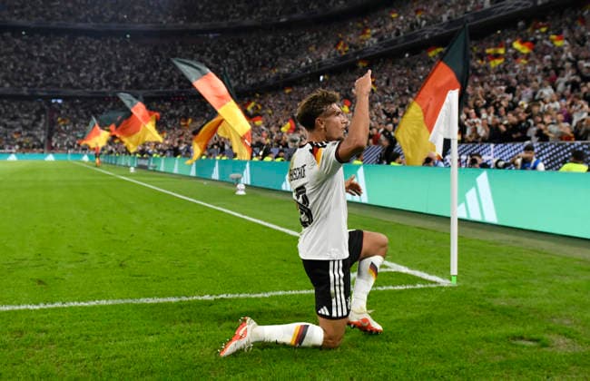 GOAL: 1–0 Tom Bischof (GER) 08 Goal Celebration DFB International Match Germany (GER) vs. Serbia (SER) UEFA Nations League on October 1, 2026 DFL REGULATIONS PROHIBIT ANY USE OF PHOTOGRAPHS AS IMAGE SEQUENCES AND OR QUASI-VVIDEO DFB international match: Germany (GER) vs. Serbia (SER), UEFA Nations League