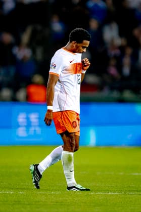 THESSALONIKI: Netherlands defender Jurriën Timber is disappointed by the goal during the UEFA Nations League match between Greece and the Netherlands at Toumba Stadium on October 1, 2026, in Thessaloniki, Greece. Photo by DeFodi Images