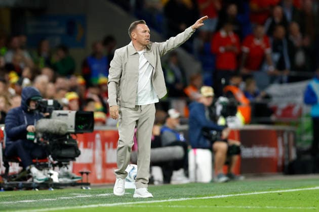 Cardiff, Wales, 1st October 2026. Craig Bellamy coach of Wales reacts during the Wales vs Norway UEFA Nations League match at the Cardiff City Stadium, Cardiff. Picture credit should read: Cody Froggatt Sportimage EDITORIAL USE ONLY. No use with unauthorised audio, video, data, fixture lists, club league logos or live services. Online in-match use limited to 120 images, no video emulation. No use in betting, games or single club league player publications. SPI_061_CF_WALES_NORWAY SPI-5050-0061