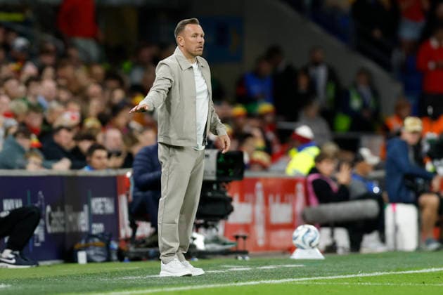 Cardiff, Wales, 1st October 2026. Craig Bellamy coach of Wales reacts during the Wales vs Norway UEFA Nations League match at the Cardiff City Stadium, Cardiff. Picture credit should read: Cody Froggatt Sportimage EDITORIAL USE ONLY. No use with unauthorised audio, video, data, fixture lists, club league logos or live services. Online in-match use limited to 120 images, no video emulation. No use in betting, games or single club league player publications. SPI_063_CF_WALES_NORWAY SPI-5050-0063