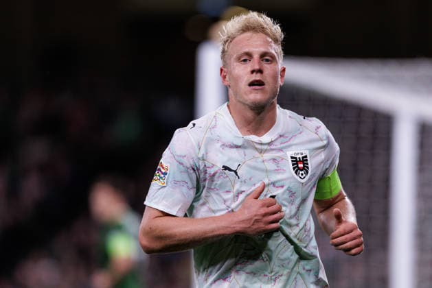 SOCCER - NL, IRL vs AUT DUBLIN,IRELAND,01.OCT.26 - SOCCER - UEFA Nations League, OEFB international match, Länderspiel, Nationalmannschaft Ireland vs Austria. Image shows Xaver Schlager (AUT). GEPAxpictures xArminxRauthner