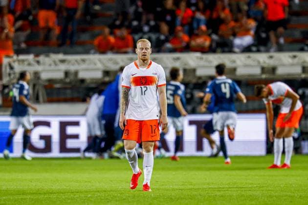 THESSALONIKI - Mexx Meerdink of the Netherlands reacts after the second goal conceded during the UEFA Nations League match between Greece and the Netherlands at the Toumba Stadium on October 1, 2026, in Thessaloniki, Greece. MARCEL TER BALS ANP UEFA Nations League 2026 27 xVIxANPxSportx xMarcelxterxBalsxIVx 571095825 originalFilename: 571095825.jpg