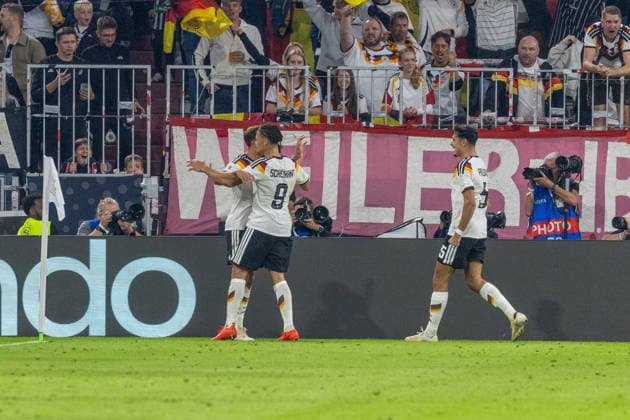 Soccer: UEFA Nations League 2026–2027, Matchday 3: Germany vs. Serbia at the Allianz Arena in Munich. Celebrations after Germany’s 1–0 goal scored by Tom Bischof. Germany, 8 Copyright: xMichellexLukax