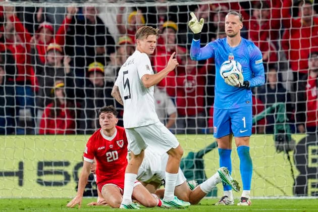 Soccer, Nations League: Wales vs. Norway, Nations League, Cardiff, Wales 20261001 Norway’s Orjan Haskjold Nyland during the international soccer match between Wales and Norway in the Nations League at Cardiff City Stadium. Photo: Lise Aserud, NTB, Cardiff, Wales. EDITORIAL USE ONLY. RESTRICTED USE FOR BETTING COMPANIES.  Copyright: xLisexAserudxx xNTBx