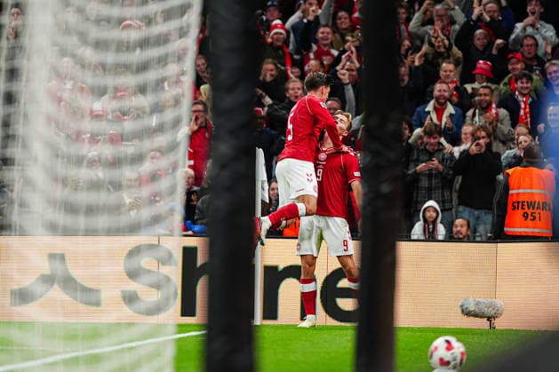 Denmark Celebrates Goal to Make It 2–2 by Rasmus Hojlund, Denmark, 09 DEN, Denmark vs. Portugal, Soccer, UEFA Nations League A, Group 4, Matchday 3, 2026–2027 Season, October 1, 2026, DEN, Denmark vs. Portugal, Soccer, UEFA Nations League A, Group 4, Matchday 3, 2026–2027 Season, October 1, 2026, Copenhagen Copyright: xEibner-Pressefoto MarcelxvonxFehrnx EP_MFN