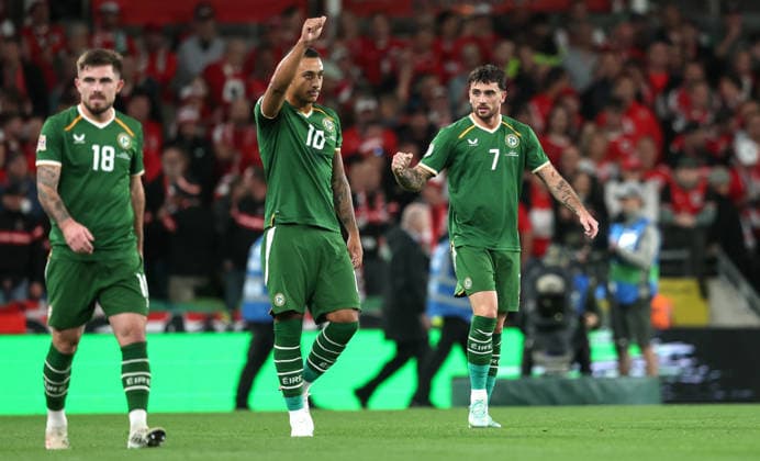 UEFA Nations League Group Stage, Aviva Stadium, Dublin 1 10 2026 Republic of Ireland vs Austria Ireland s Troy Parrott celebrates scoring his sides first goal Troy Parrott celebrates scoring his sides first goal 1 10 2026  Copyright: xx NE1L4696