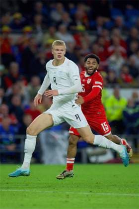 RECORD DATE NOT STATED Football - UEFA Nations League - Group A4 - Wales v Norway CARDIFF, WALES - Thursday, October 1, 2026: Norway s Erling Haaland during the UEFA Nations League Group A4 Matchday 3 match between Wales and Norway at the Cardiff City Stadium. (Photo by David Rawcliffe Propaganda) CARDIFF Cardiff City Stadium CARDIFF WALES  Copyright: xDavidxRawcliffex 2026-10-01-Wales_v_Norway-085