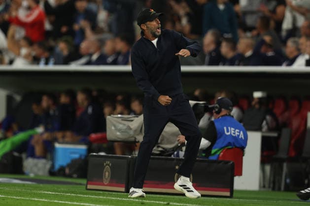 MUNICH, GERMANY - OCTOBER 01: Jurgen Klopp, manager of Germany national team, Nationalteam celebrates after the first goal scored by Tom Bischof (not in the picture) during the UEFA Nations League 2026 27 League A match between Germany and Serbia at Allianz Arena on October 01, 2026 in Munich, Germany. Germany National team v Serbia National team Copyright: xx